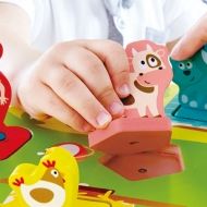 hape, дървен, музикален, пъзел, пъзели, ферма, форми, животни, игра, игри, играчка, играчки