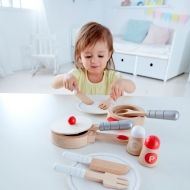 hape, детски, дървени, съдове, за, готвени, сготви, и, сервирай, кухня, игра, игри, играчка, играчки