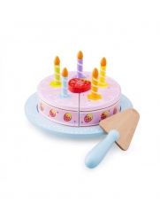 New Classic Toys - Дървена ягодова торта със свещички