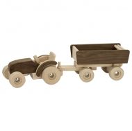 Goki - Дървена играчка - Трактор с ремарке
