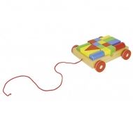 Goki, количка за дърпане, с конструктор, цветен, дървен, дървена играчка за дърпане, за проходили деца, играчка, играчки, игри, игра