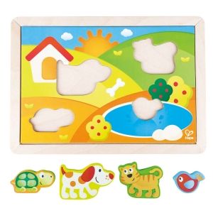 hape, дървен, пъзел, детски, 3 в 1, картинки, слънчевата долина, памет, мемо, забавен, игра, игри, играчка, играчки