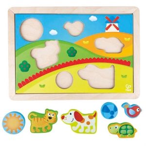 hape, дървен, пъзел, детски, 3 в 1, картинки, слънчевата долина, памет, мемо, забавен, игра, игри, играчка, играчки