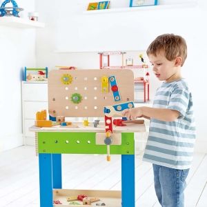 hape, дървена, маса, работна, части, чук, отвертка, инструменти, гайки, болтове, игра, игри, играчка, играчки