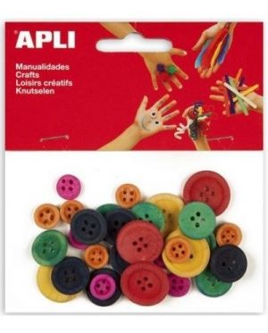 Apli - Дървени цветни копчета за декорация - 30 броя