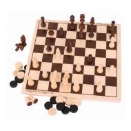 Bigjigs - Дървена игра 2 в 1 - Шах и табла