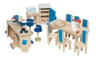 Goki - Обзавеждане за кухня на къща за кукли в синьо