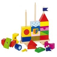Goki, дървена играчка, низанка цветен замък, образователна играчка, играчка, играчки, игри, игра