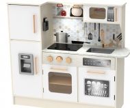 Classic World - Дървена кухня с хладилник - Бяла