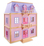 Melissa & Doug - Дървена къща за кукли на три етажа с обзавеждане