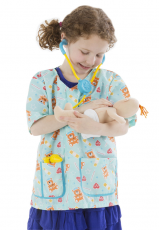Melissa & Doug, карнавален костюм, педиатърска сестра, педиатър, лекар, доктор, детски лекар, лекарски костюм, слушалки, бебе, кукла бебе, игра, игри, играчка, играчки