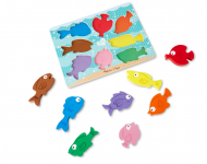 melissa & doug, дървен пъзел, многоцветни рибки, риба, рибка, рибки, цветни рибки, цветове на английски език, английски език, цветове, пъзел, пъзели, puzzle, puzzles