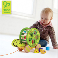 Hape, костенурка, за, дърпане, с, геометрични, фигурки, играчка, играчки, игри, игра