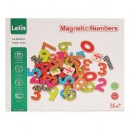 Lelin - Дървени магнитни цифри и знаци - 60 части