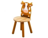 Bigjigs - Детско дървено столче - Кравичка