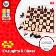 Bigjigs - Дървена игра 2 в 1 - Шах и табла