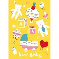 Rex London - Поздравителна картичка - Винтидж бебешка количка
