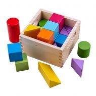 Bigjigs - Дървени многоцветни блокчета - Геометрични фигури - Дъга