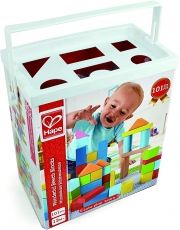 Hape, Многоцветни дървени блокчета в кутия-сортер, 101 части, сортер, дървени блокчета, дървен конструктор, детски сортер, сортер за деца, конструктор, детска играчка, детски играчки, игра, игри, играчка, играчки