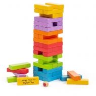Bigjigs, дженга, дървена дженга, цветна кула за подреждане, дървена цветна кула за подреждане, кула за подреждане, дървена играчка, играчка от дърво, дървени играчки, игра за баланс, балансна игра 