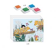 Djeco - Комплект за рисуване с печати - Докосни и оцвети 