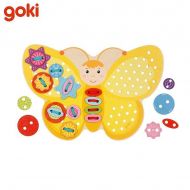 Goki, играчка, играчки, дървена играчка, творчески комплект, дървена пееруда за шиене, творчески комплект за шиене, дървена пеперуда за игра и шиене, играчка от дърво за шиене, играчка с конци, творчески продукт за деца, продукти Goki, играчки Goki