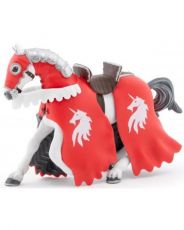 Papo - Фигурка за колекциониране и игра - Конят на рицаря с червено копие