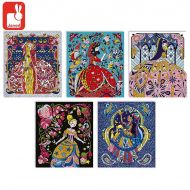 Janod - Комплект за рисуване с брокат - Блестящи приказни принцеси