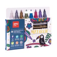Apli, играчка, играчки, маркери, комплект маркери, металически маркери, комплект с 8 броя маркери, цветни маркери, детски цветни маркери, маркери с металически ефект, продукти Apli, играчки Apli, маркери Apli, творчески комплект