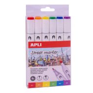 Apli играчка, играчки, маркери, детски маркери, творчество с маркери, цветни маркери, двустранни цветни маркери, комплект с двустранни маркери, комплект от 6 двустранни маркера, продукти Apli, играчки Apli, маркери Apli