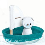 Plantoys - Дървена играчка за баня - Лодка с полярно мече