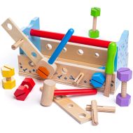 Bigjigs - Дървен детска работна маса за игра с детски инструменти 