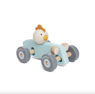 Дървена играчка за бутане - Пиле в състезателна игра - PlanToys