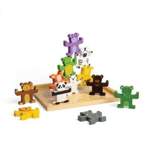 Дървена играчка диви животни за подреждане - Bigjigs