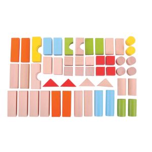Bigjigs - Дървени многоцветни блокчета - 50 части