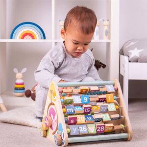 Bigjigs - Дървено образователно сметало с букви, цифри и животни