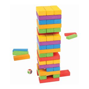 Bigjigs - Дървена цветна кула за подреждане - Дженга