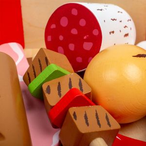 Bigjigs - Дървен детски комплект за готвене - Месни продукти