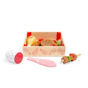 Bigjigs - Дървен детски комплект за готвене - Месни продукти