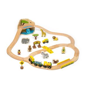 Bigjigs - Дървен ЖП комплект - Сафари