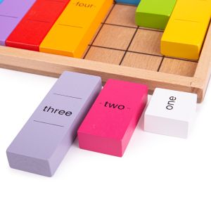Bigjigs - Дървена игра с цветни облигации и числа 