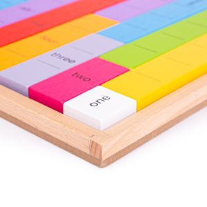 Bigjigs - Дървена игра с цветни облигации и числа 