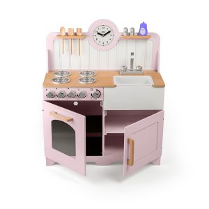 Дървена кухня за игра - розова